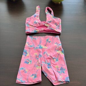 LOVESHACKFANCY x BEACHRIOT Pink Floral Bra and Short Set XS